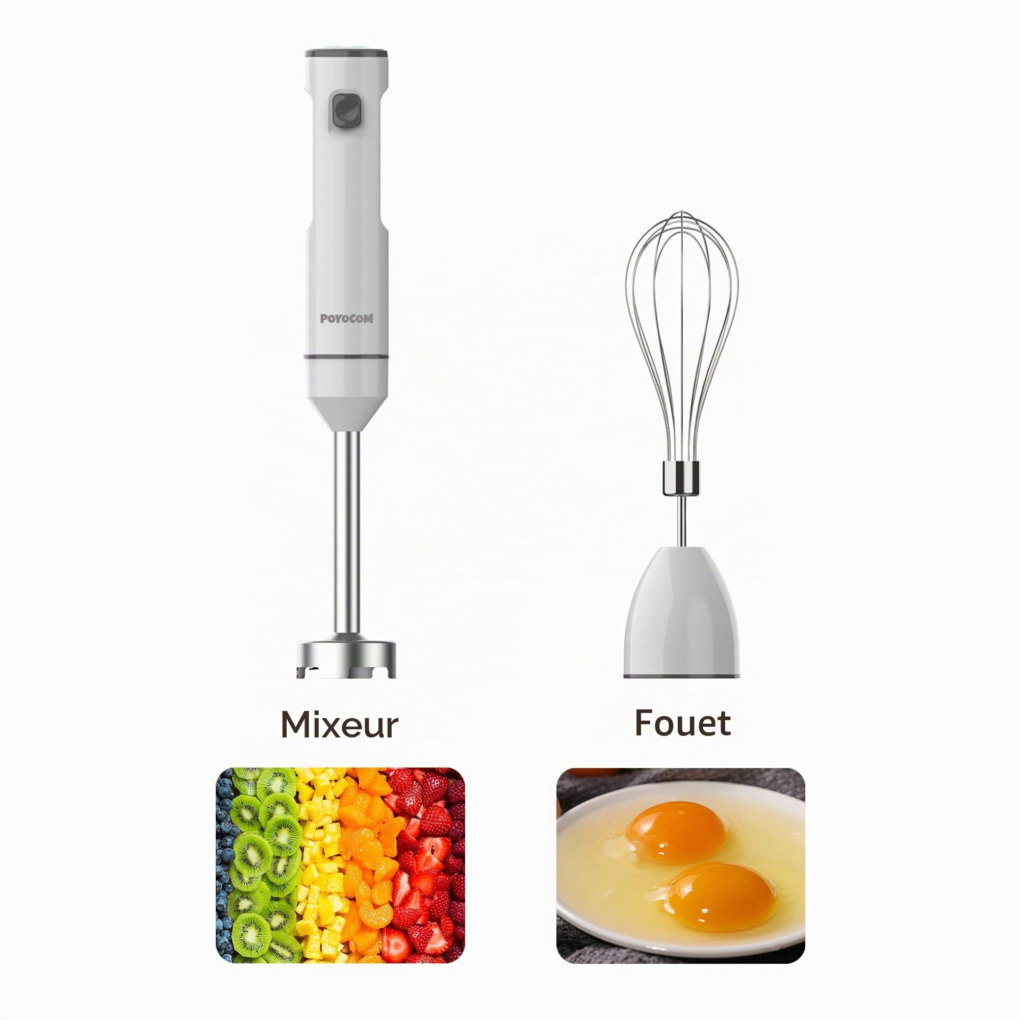 Mixeur plongeant sans fil pour smoothies, sauces et soupes –Blanc