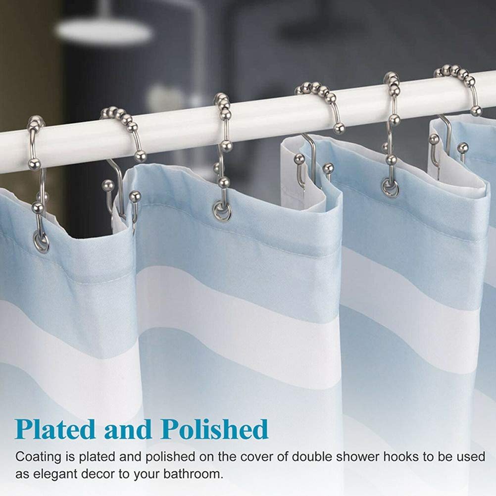 12pcs Dual-Side Sliding Shower Rings Drape Hanger Rings Stainless Steel Iron Rings for Shower Curtain