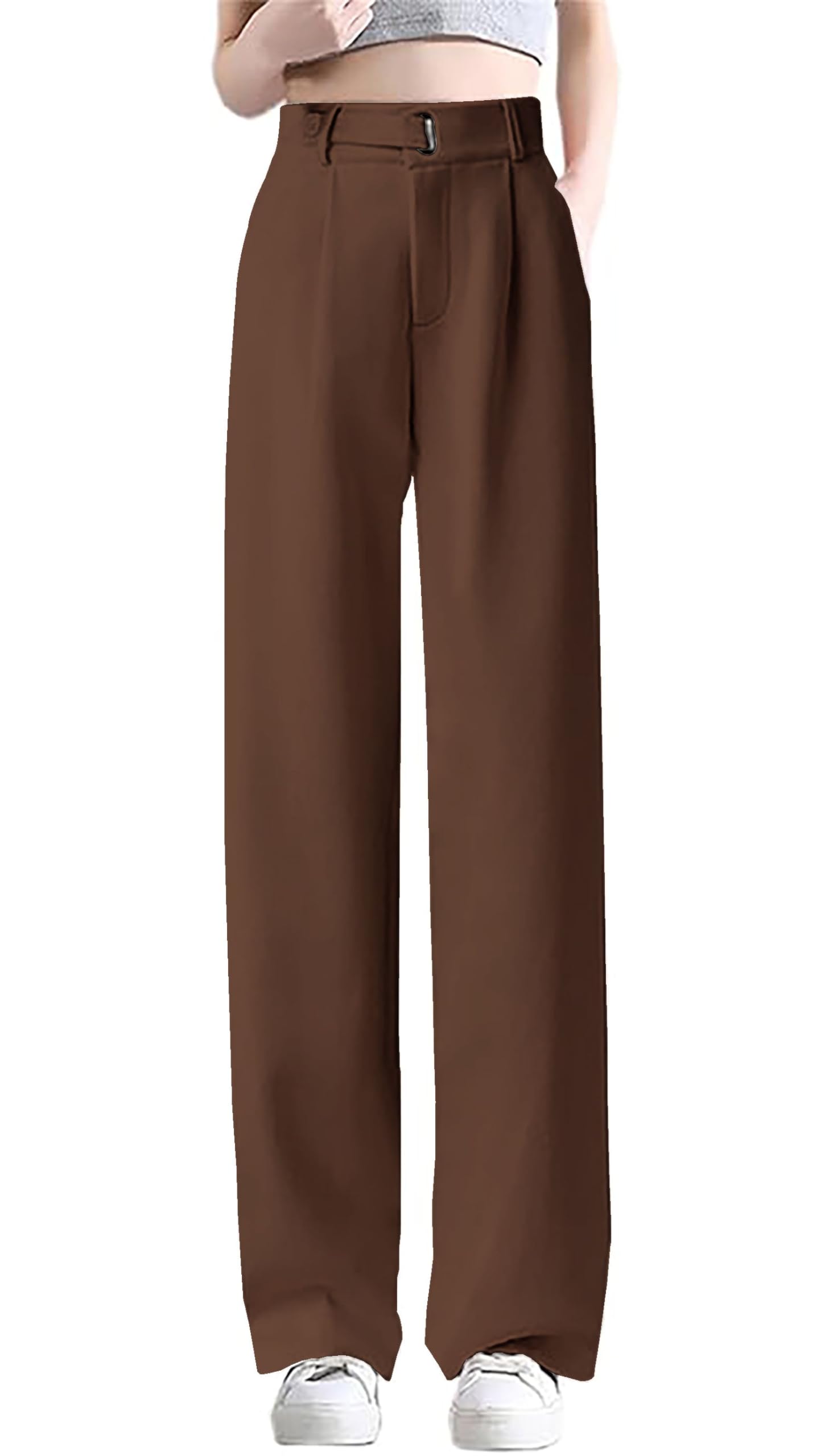 Betusline Womens Winter Wide Leg Dress Pants Work Thermal Warm Trousers X-Small-XX-Large