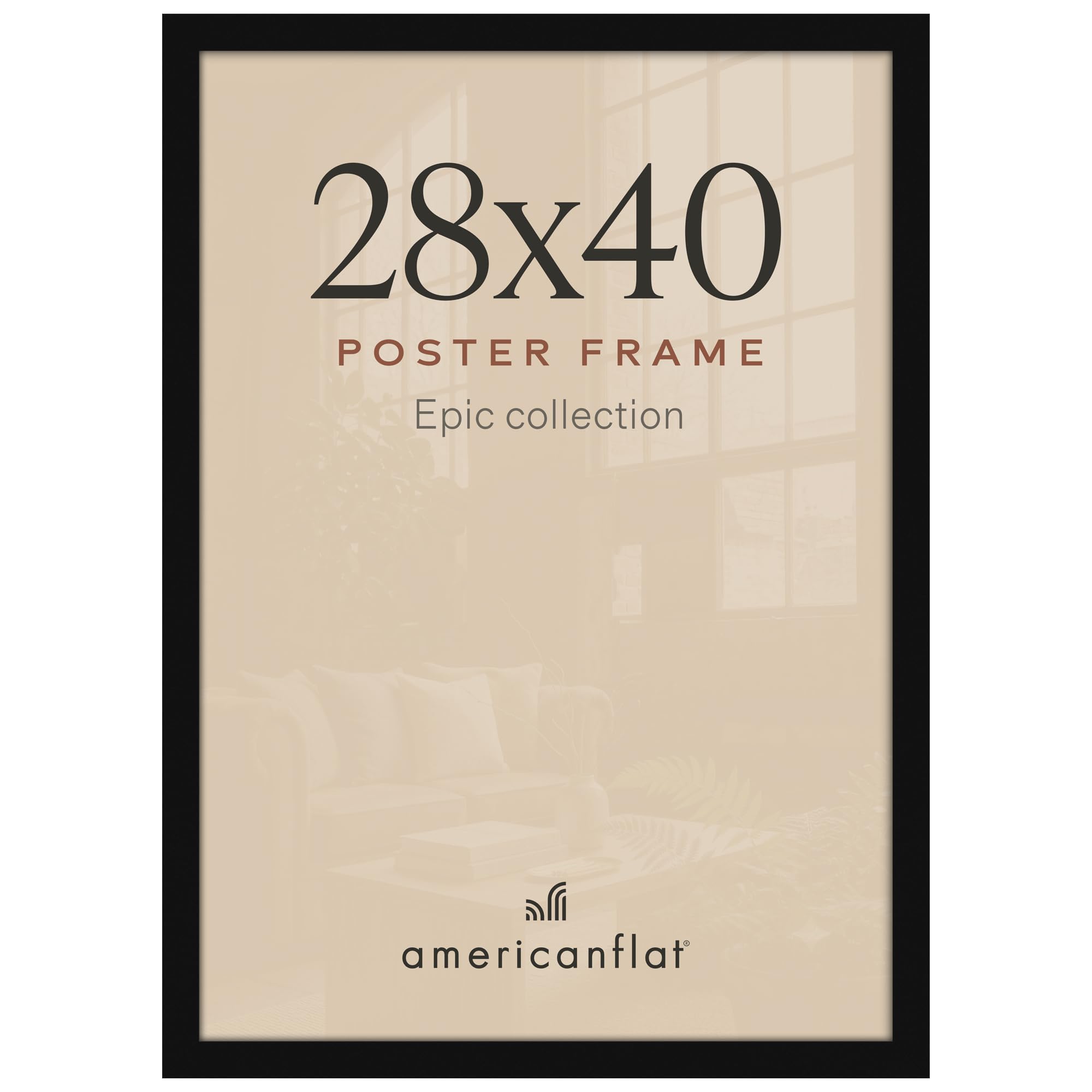 Americanflat 28x40 Poster Frame - Engineered Wood - Black