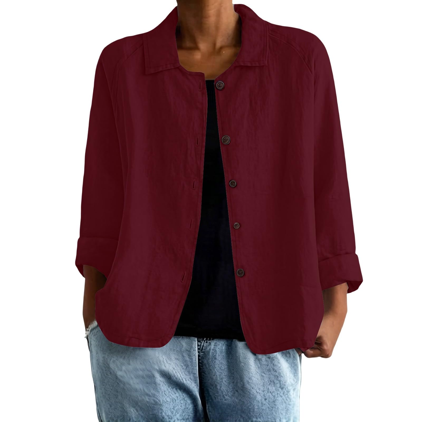 Generisch Cardigan da donna con risvolti, elegante e leggero, con bottoni