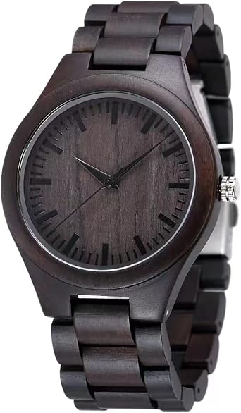 Tiong Wooden Watches for Women Men Inverted Geometric Zebra Wood Watch Unique Elegant Quartz Wooden Wrist Watch Hand-Made with Bamboo Bracelet Unisex