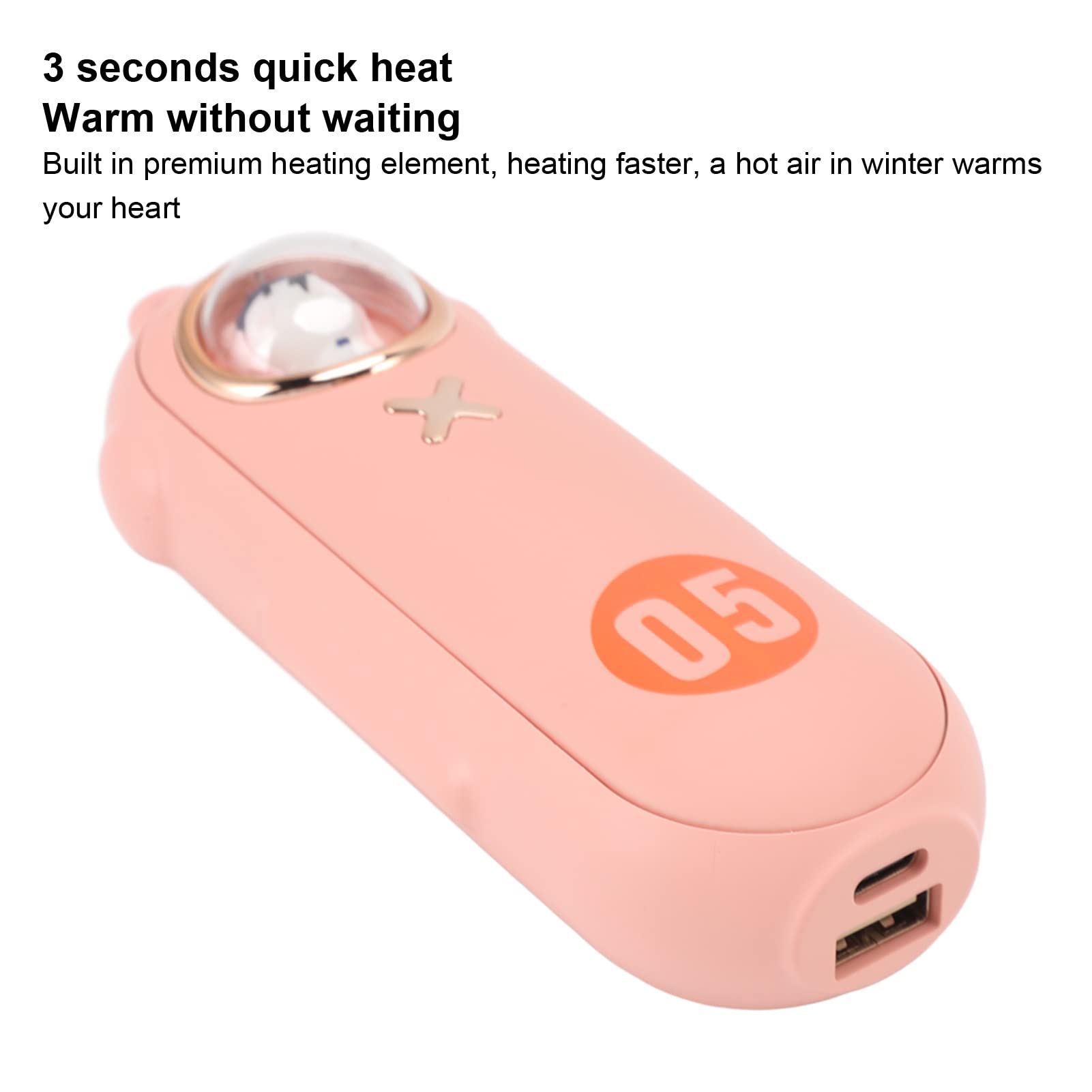Fdit Chauffe Mains Portable, Batterie Externe 5000 MAh, 4 Niveaux de | Matériau ABS, Chauffe Rapide en 3 S, Dragonne Incluse, Batterie au Lithium Polymère, Idéale pour Camping, Randonnée et