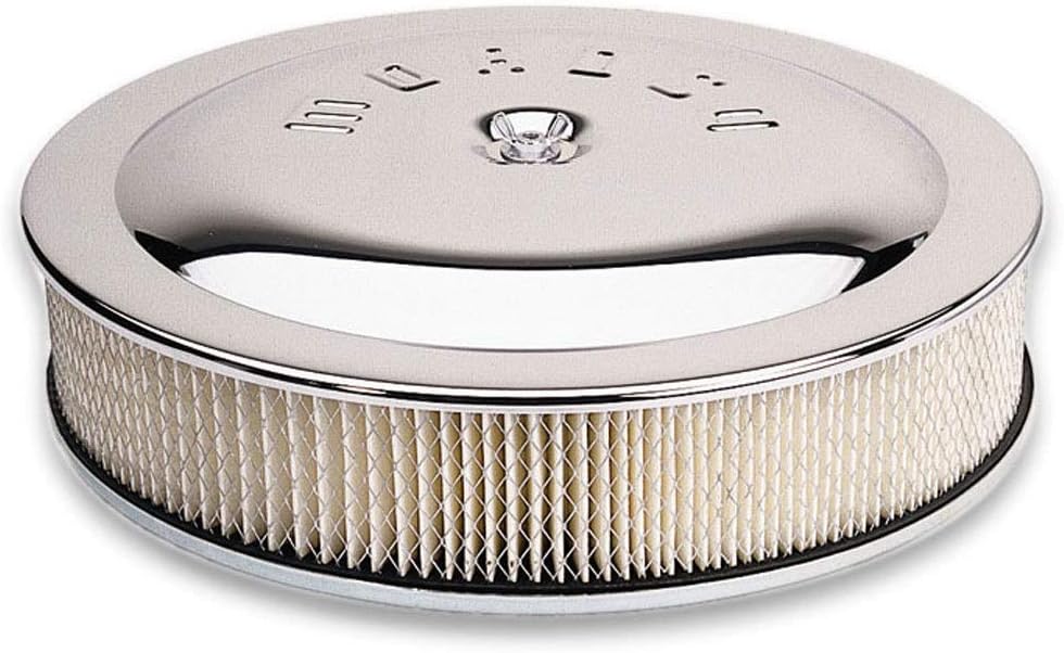 Moroso 65911 Chrome Flat Bottom Air Cleaner, 14" x 3"