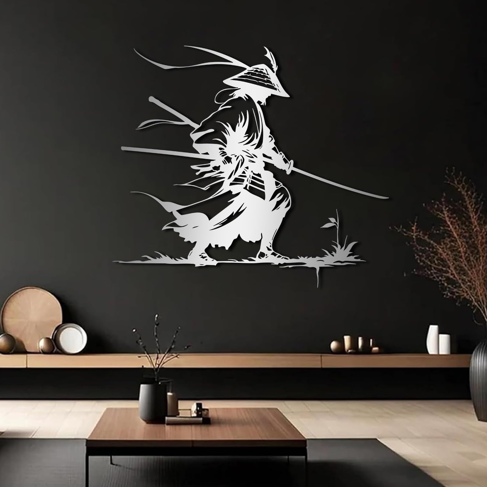 Arte de Pared de Metal samurái, decoración Japonesa, Guerrero Ninja, Regalos para Amantes de Japón, decoración de Sala de Estar