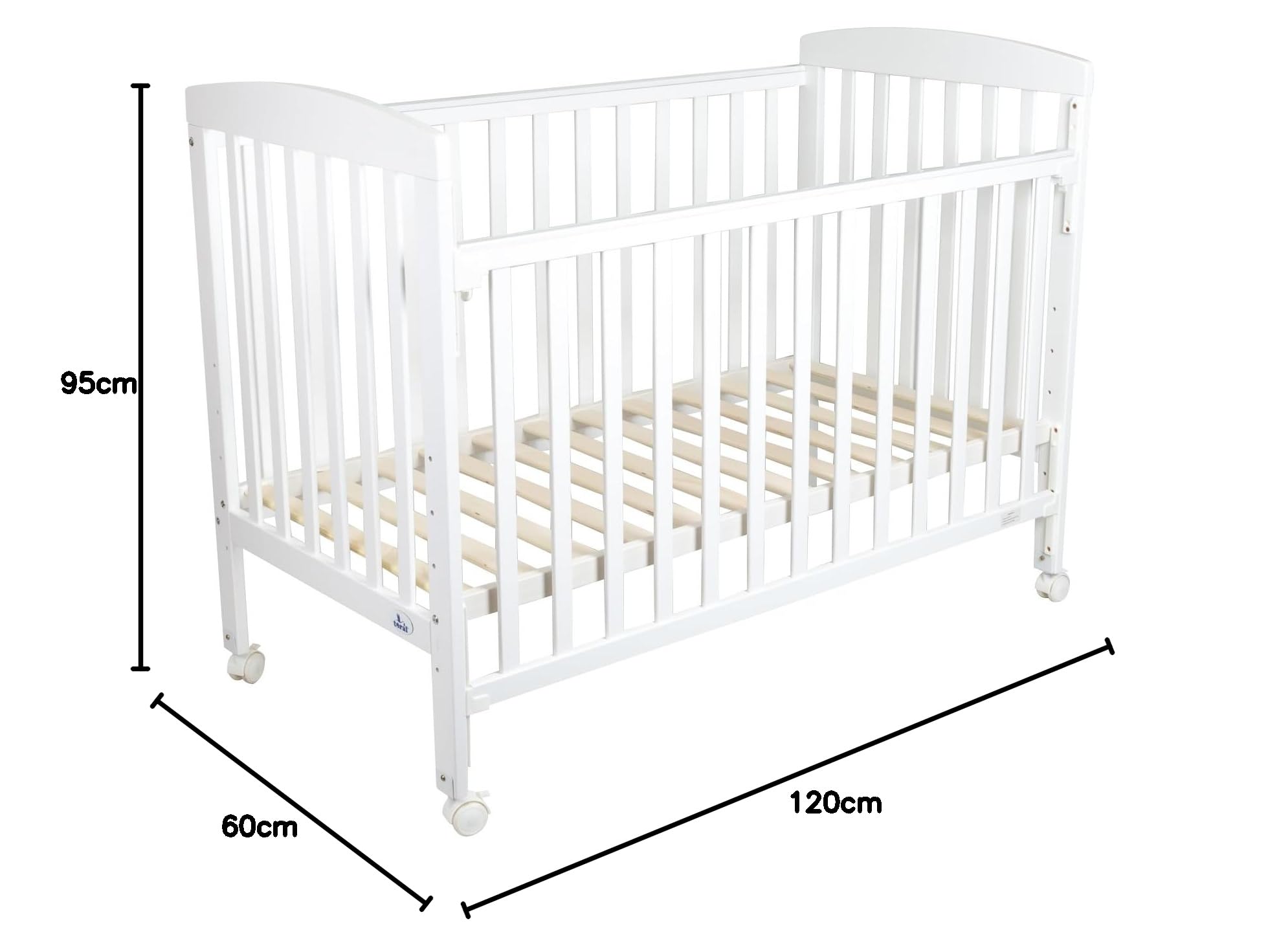 TORAL Cuna Bebe Madera Blanca. Cuna Colecho Bebe Modelo Verona. 3 Posiciones Lateral Deslizante y 5 Posiciones Somier. con Ruedas de Seguridad con Freno y Mordedor para Barandilla.