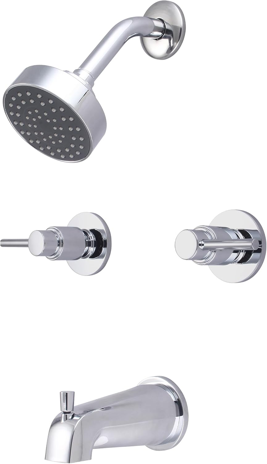 Central Brass 8997-M1-MB Brass Single Function Standard Showerhead Two Handle Tub & Shower Set in Matte Black