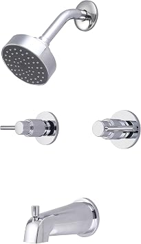 Central Brass 8997-M1 Brass Single Function Standard Showerhead Two Handle Tub & Shower Set in Chrome