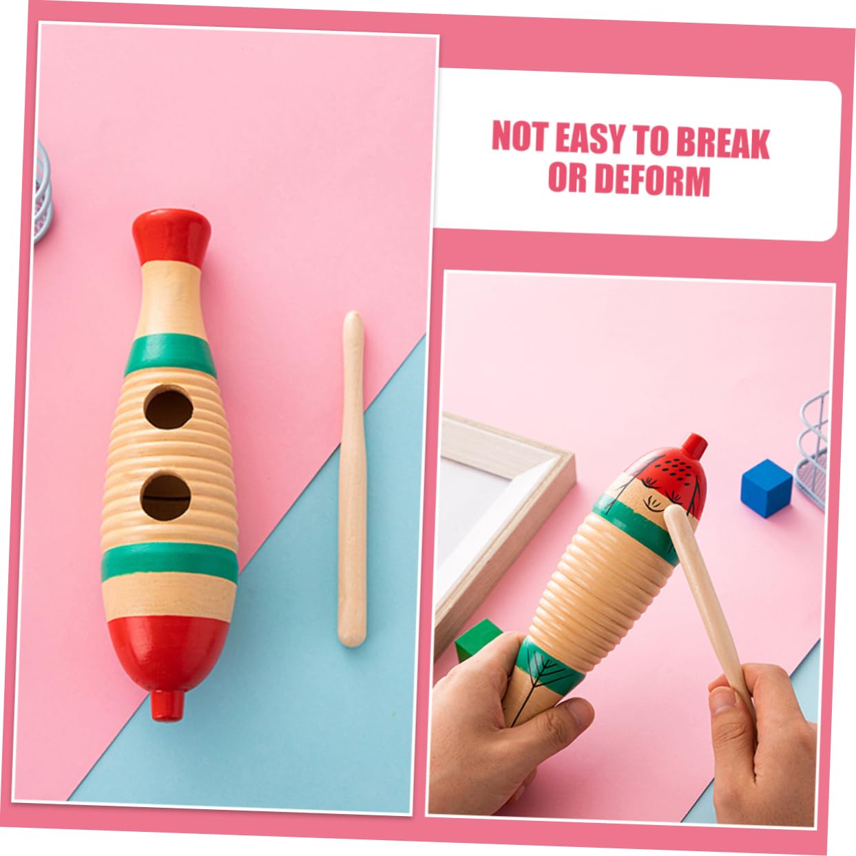 Set da 4 Strumenti Musicali in Legno Percussione Ragazzo Ragazza, Giocattoli Percussivi con Bastoncini, Design Delicato per Giochi Musicali Educativi