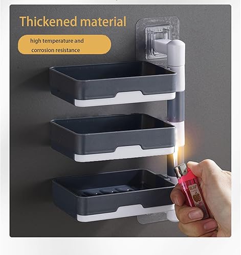 Miniatura 7 de Jabonera giratoria, soporte para barra de jabón, protector de jabón, soporte de esponja autodrenante, soporte de barra de champú montado en la pared