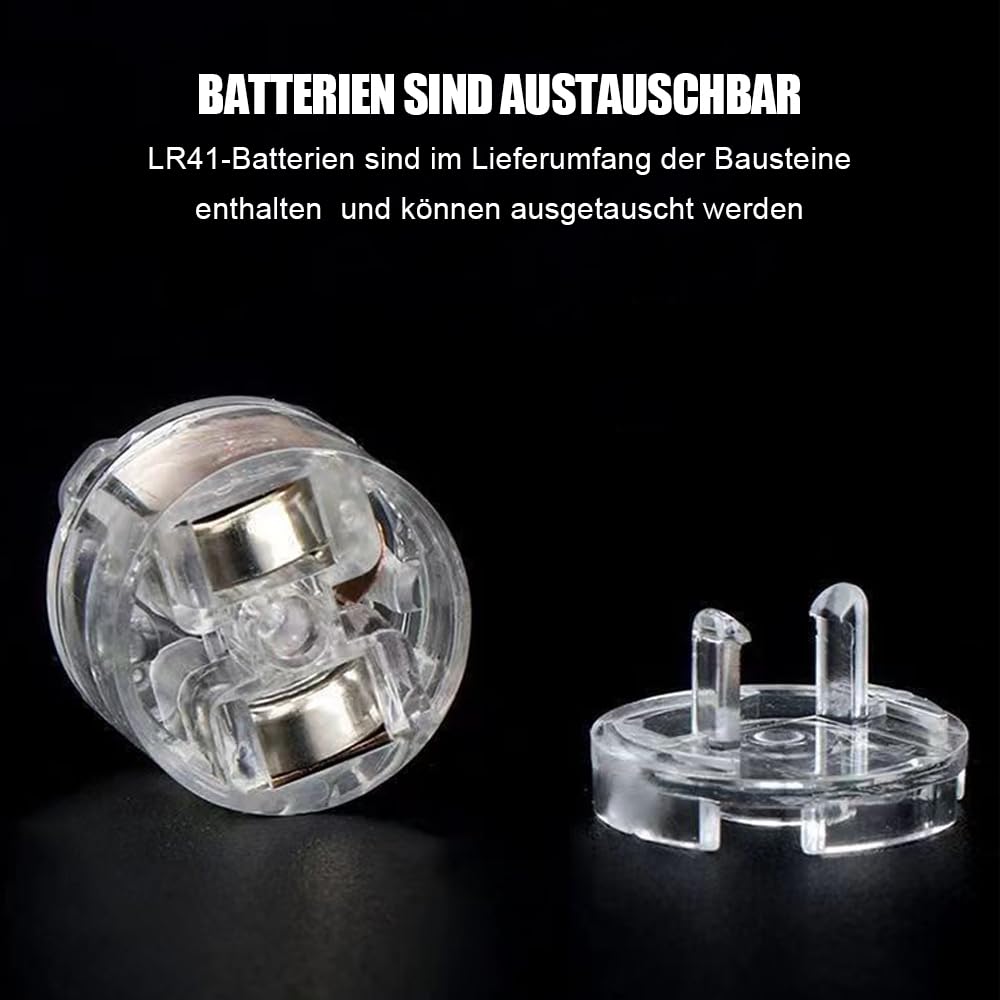 12 Pezzi di Costruzione luminosi a LED, 2x2cm Mattoncini luminosi quadrati, Lampada Trasparente con mattoncino di avvio, Set di Mattoncini da Costruzione Compatibile con Tutte le Principali Marche
