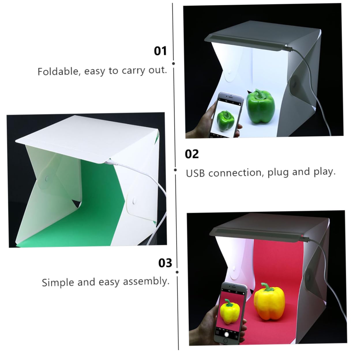 Yardenfun Folding Mini Tent Light Box Colors Photo Studio Box Led Lights for Photography Art Online Selling