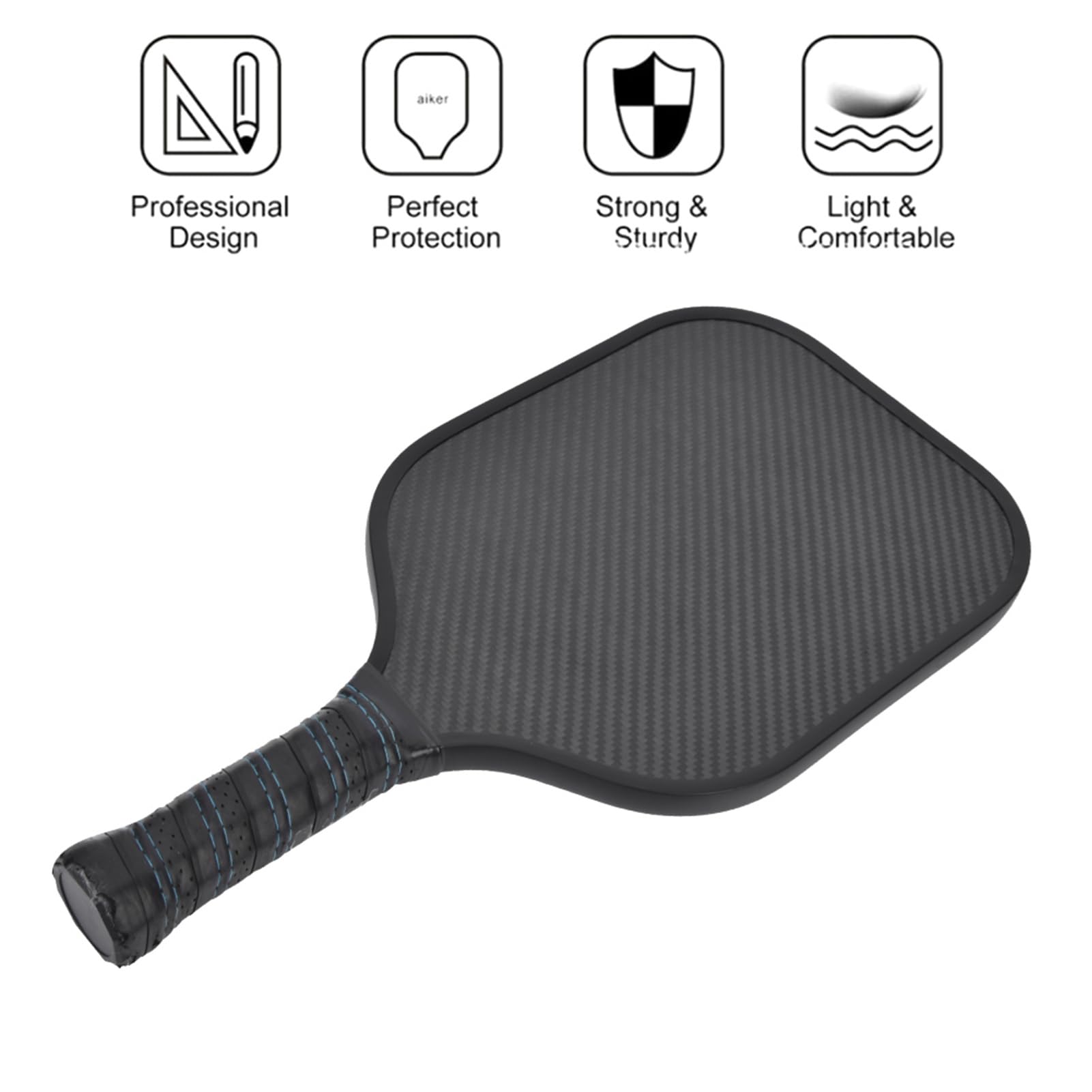 Pala Pickleball Portatile in fibra di carbonio con racchetta da allenamento Controllo ottimale della palla Sport all'aperto