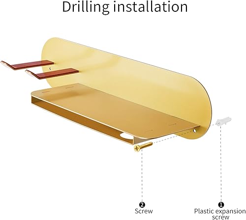 Miniatura 5 de FLE Soporte para secador de pelo montado en la pared con estante, soporte para secador de pelo, organizador compatible con secador de pelo