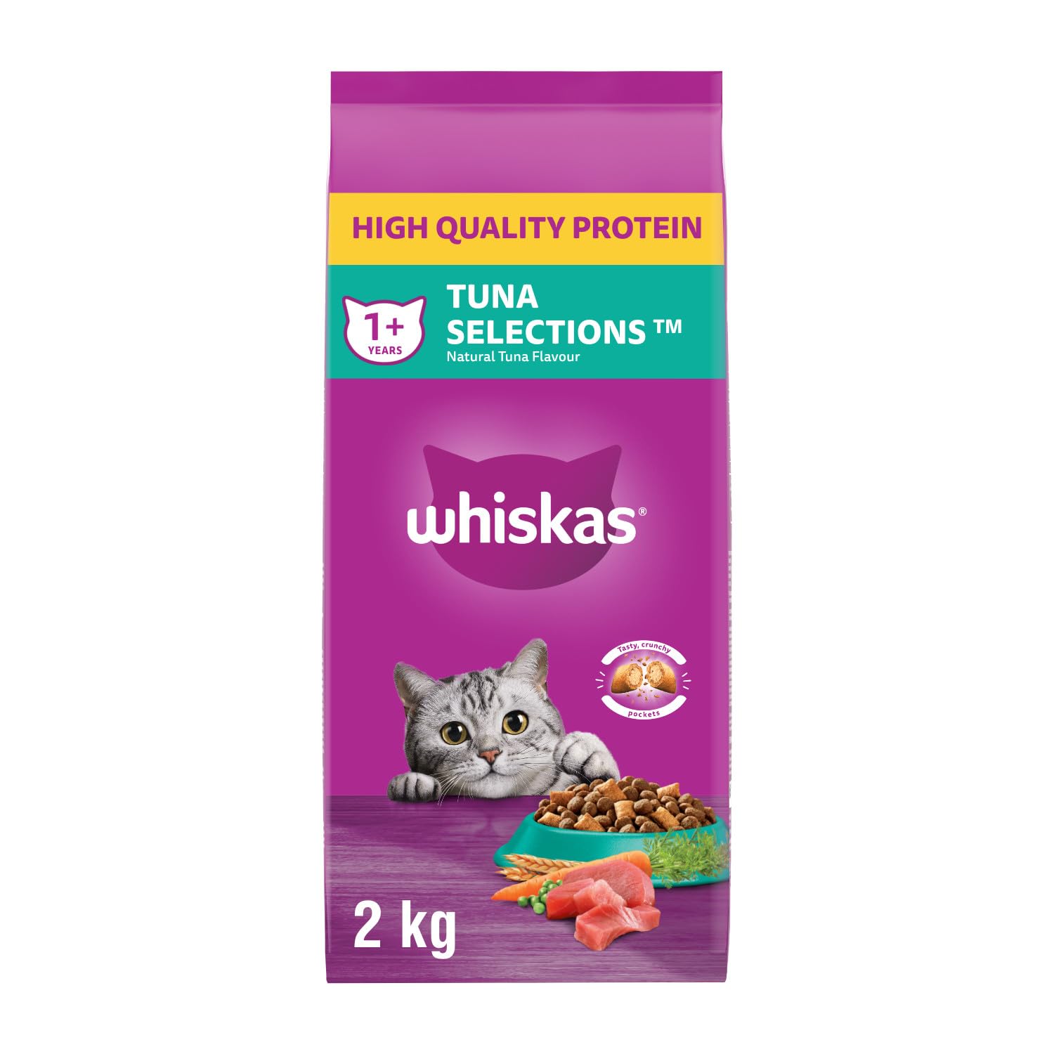 Whiskas Tuna Selections Adult Dry Cat Food - Natural Tuna Flavour, 2kg Bag image 4