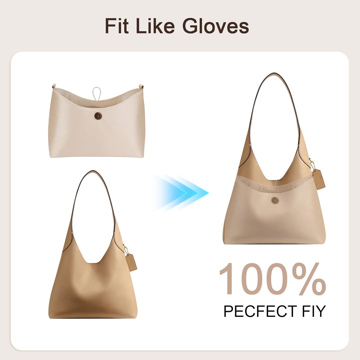 ZTUJO Purse Organizer Insert For Coach Brooklyn 28 and 39 (Beige, For Brooklyn 28) - Image 6