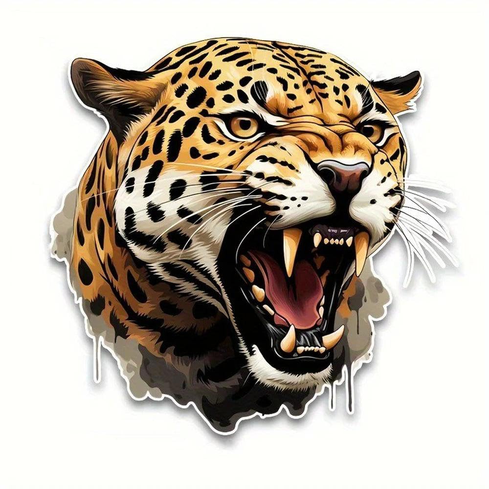 1pc Leopard Head Vinyl Sticker Waterproof Glossy PVC Decal for Car Truck SUV Decor