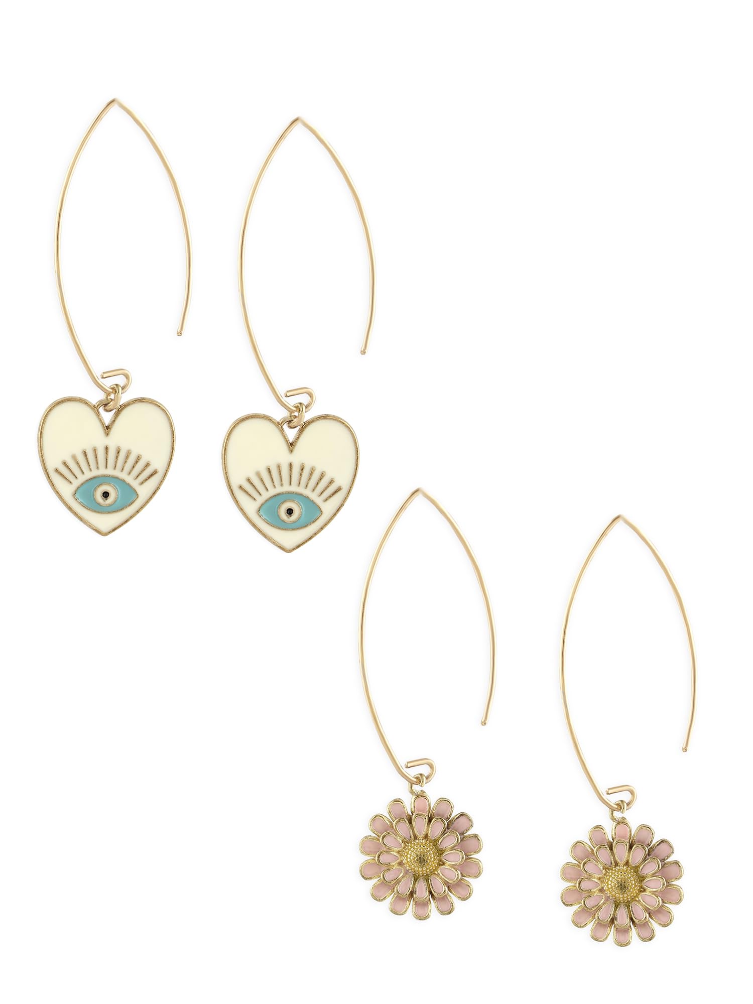 Zaveri Pearls Set Of 2 Multi For Women-Colour Enamelled Evil Eye Heart Shape Contemporary Drop Earring For Women-ZPFK16821 (B0CMHF8NSR) Amazon Price History, Amazon Price Tracker