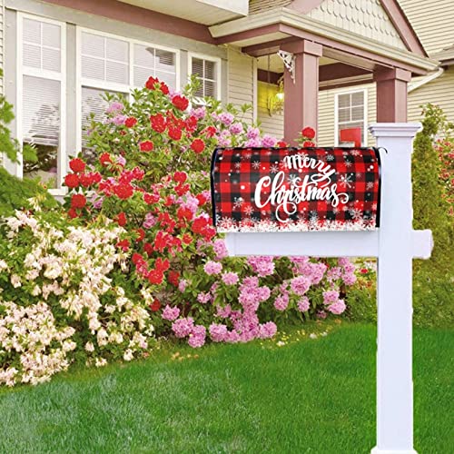 Image of Merry Christmas Mailbox Cover Magnetic Standard 21 inch x 18 inch, Winter Snowflake Decorative Christmas Large Mailbox Wraps Post Letter Box Covers Garden Decorations Outdoor
