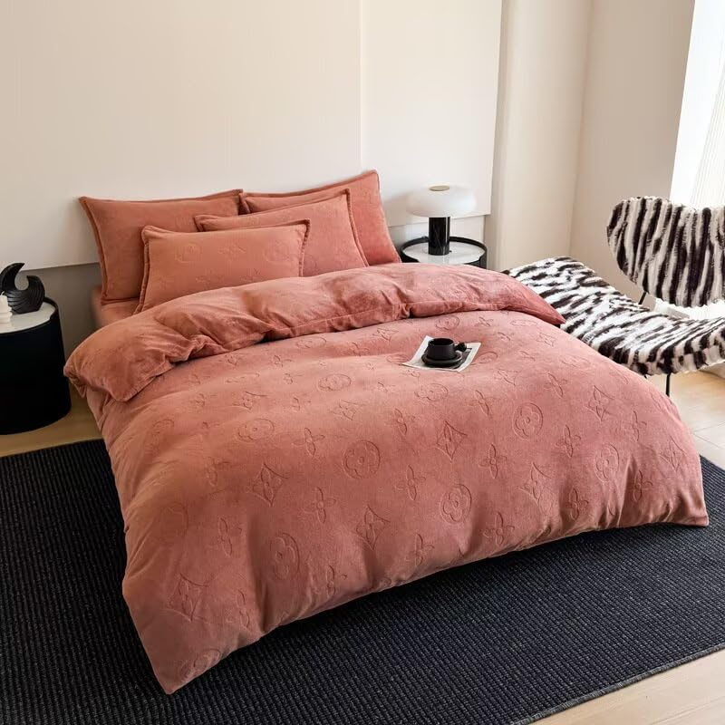 Milk Velvet 5-Piece Bedding Set, Winter Warm (Quilt Cover 1 Fitted Sheet &amp; 2 Pillowcases)
