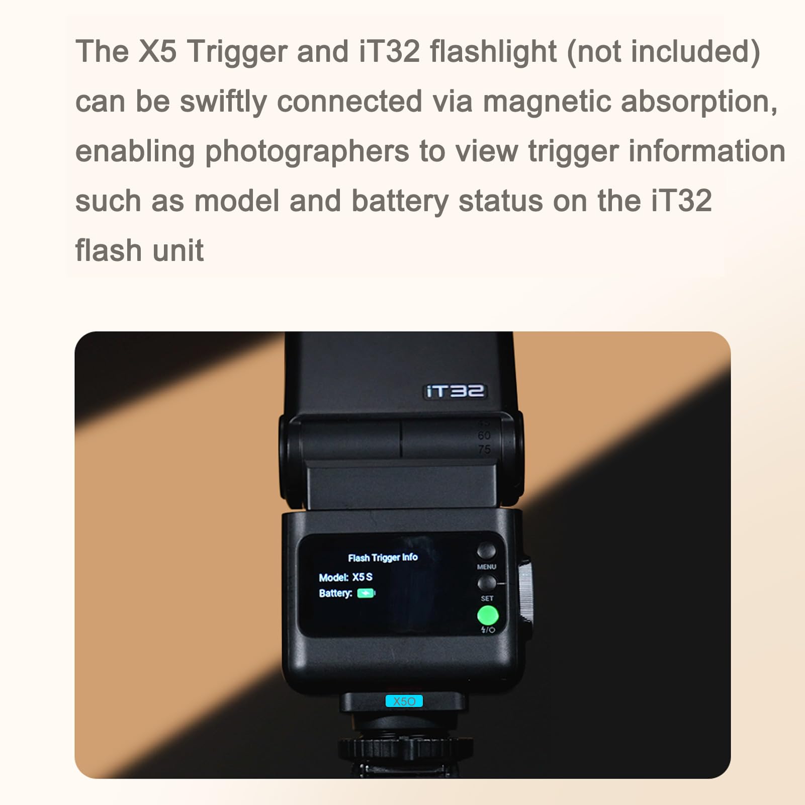 Godox X5O - Trigger per flash radio HSS TTL Flash Trigger per fotocamere Panasonic/Olympus, flash magnetico compatibile con flash per fotocamera Godox iT32