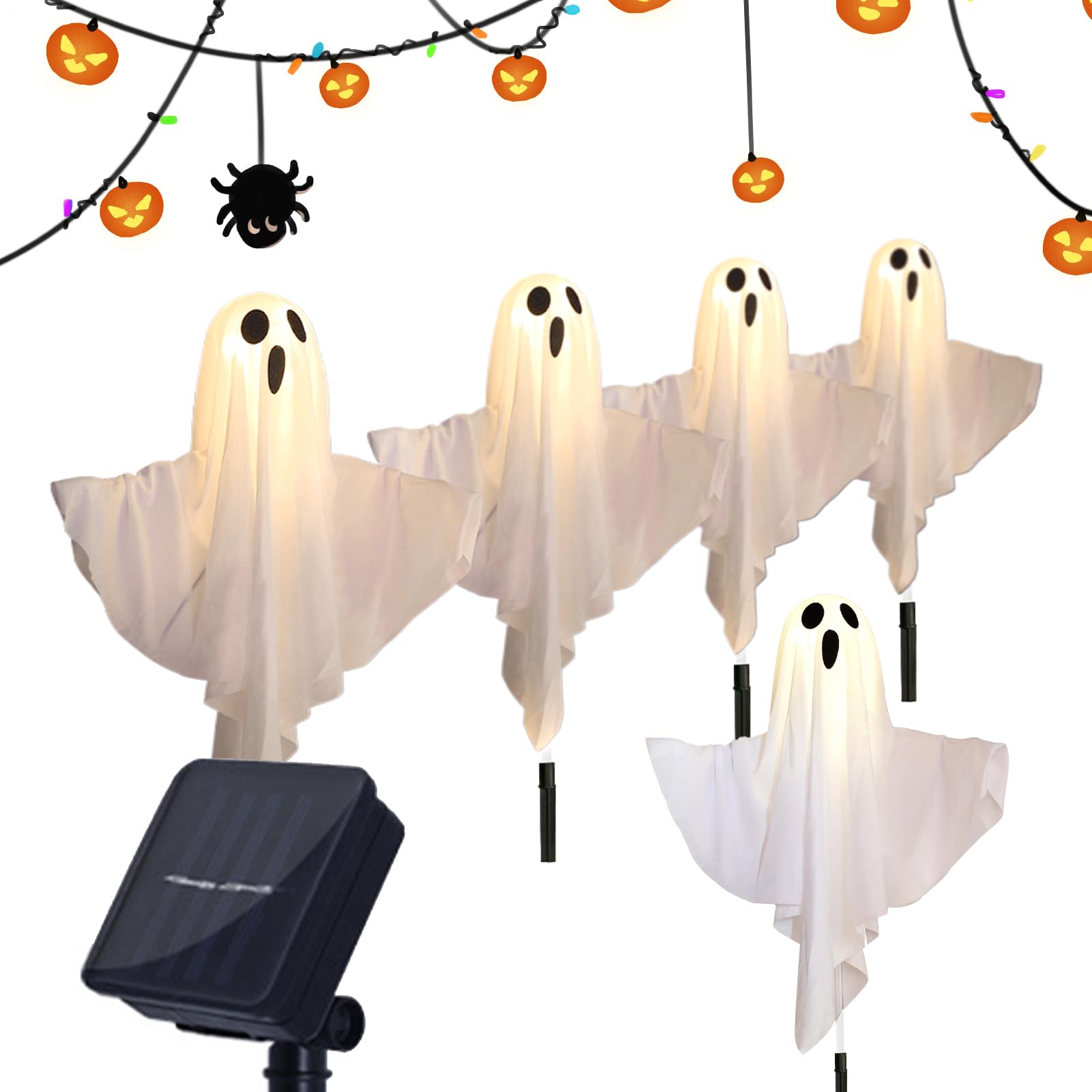 Lampe solaire LED étanche en forme de fantôme pour animer le jardin d'Halloween
