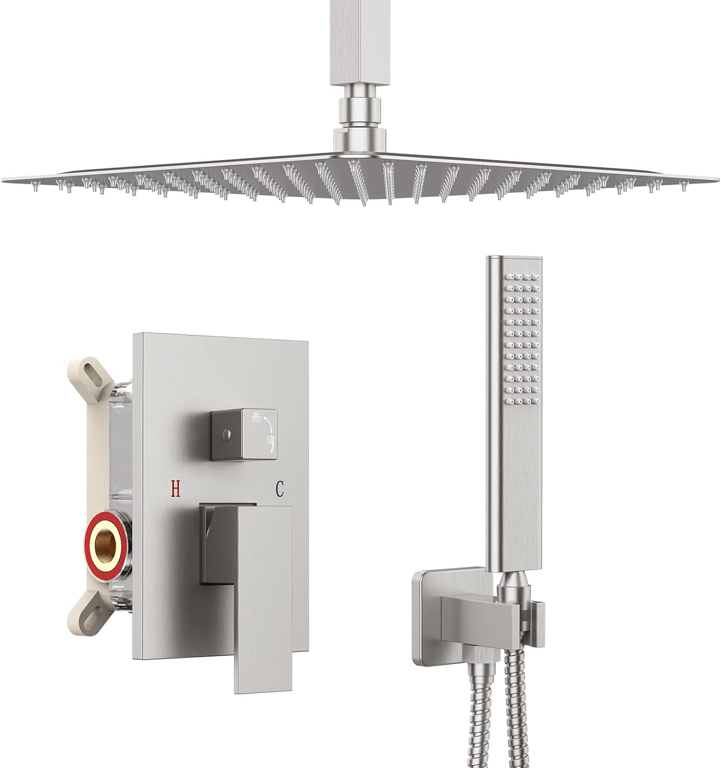 Iriber Ceiling Mount Rain Shower System with Shower Head and Handheld