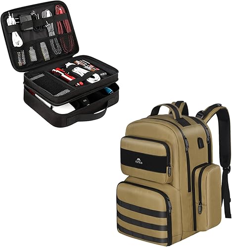 MATEIN Organizador de viaje electrónico, funda de accesorios electrónicos resistente al agua con asa, mochila de almuerzo para hombres, mochila de