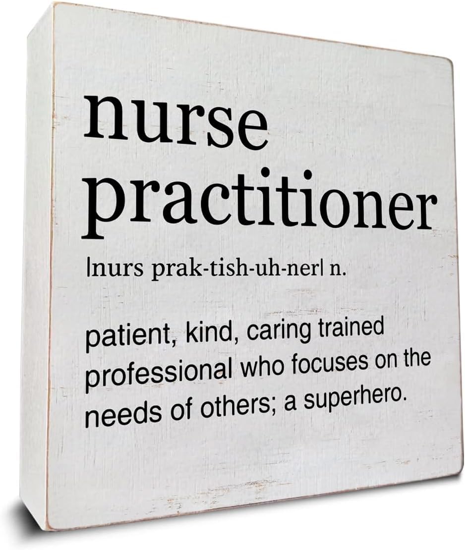 Nurse Practitioner Box Sign 7x7 Inch Rustic Wooden Desk Decor