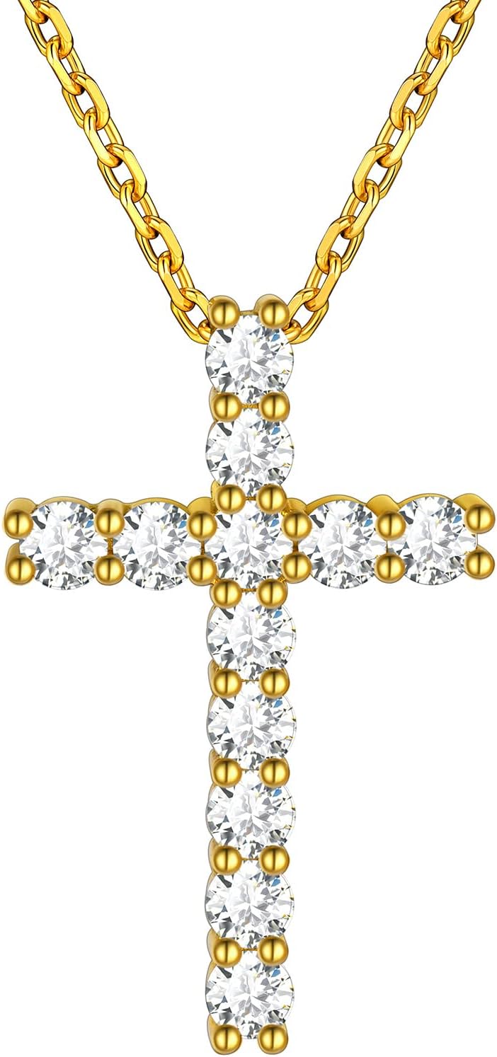 SupcareCan Custom S925 Silver Cross Necklace for Men Women INRI Crucifix Necklace Religious Christian Jewelry Gifts ( with Gift Package ), Sterling Silver, Cubic Zirconia
