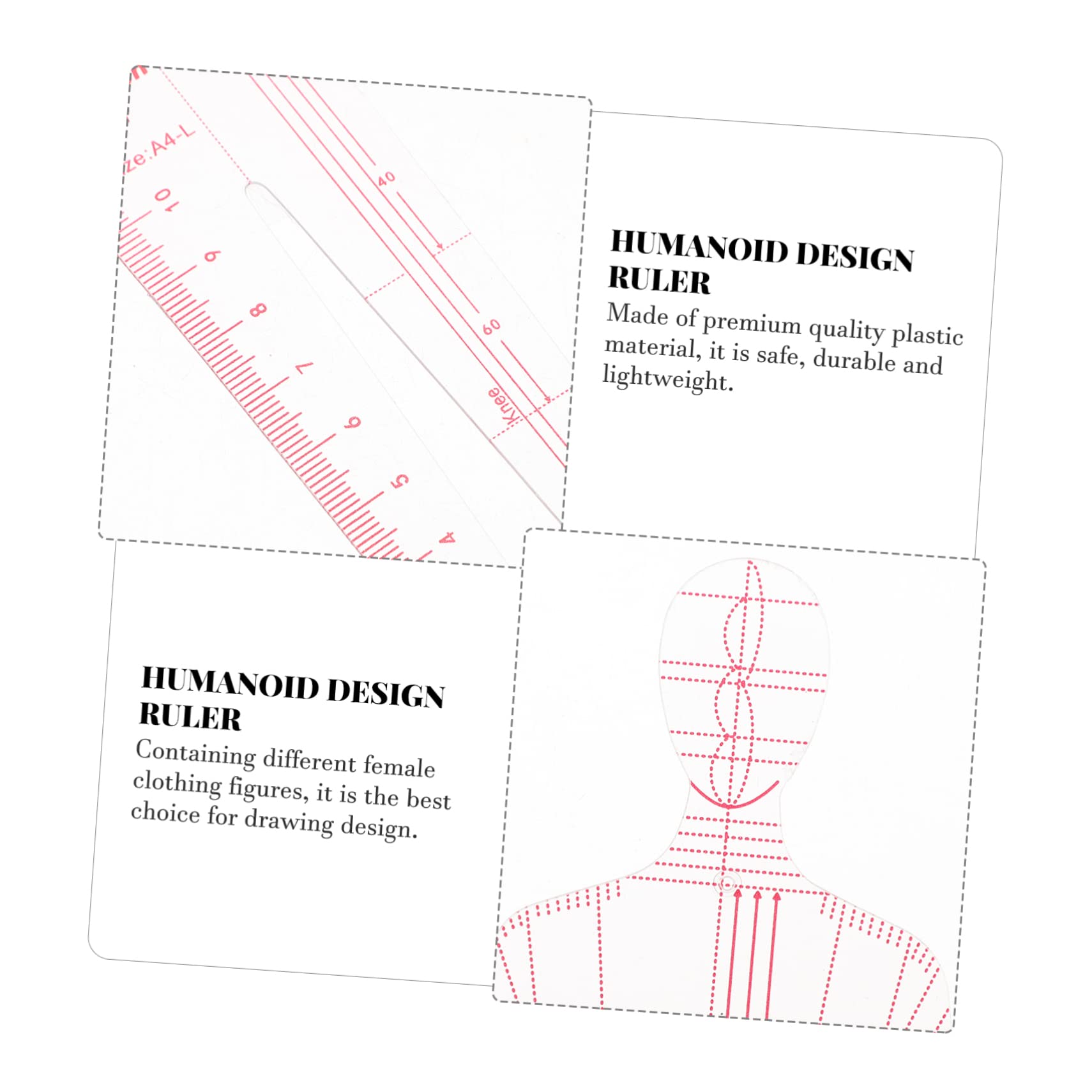 Lurrose 3juegos Plantilla De Dibujo Para Costura Regla Humanoide De Curvas Francesas Juego De Herramientas De Medición Para Diseño De Ropa Ligera y Portátil