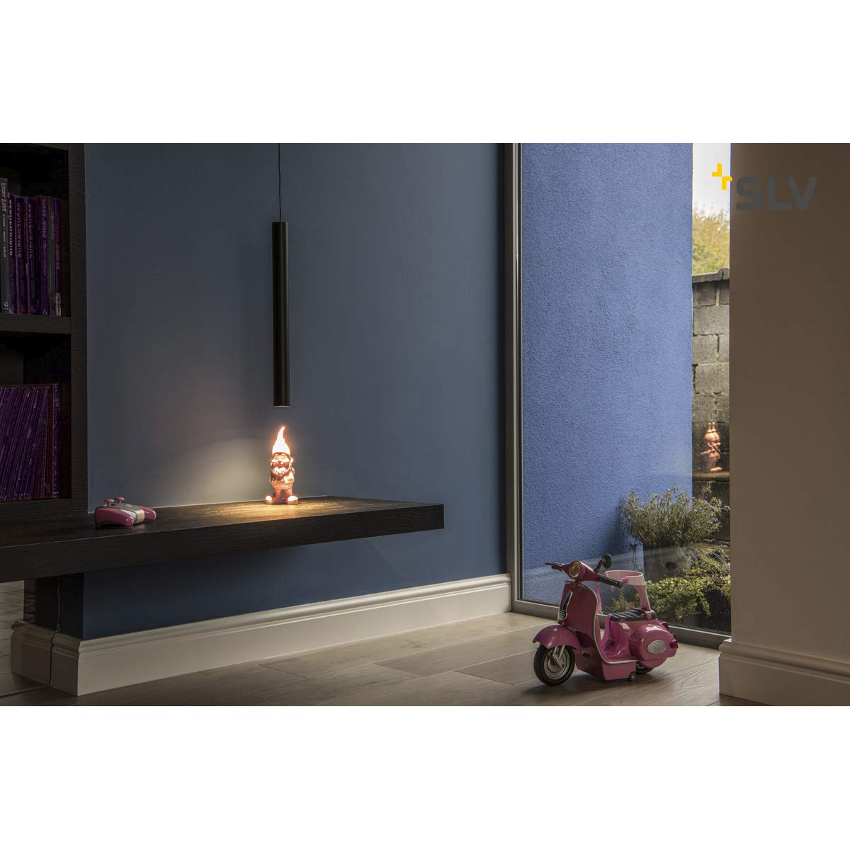 SLV Pendelleuchte HELIA 40 / Wohnzimmer-Lampe, Innen-Beleuchtung, Hänge-Leuchte Esszimmer, LED, Decken-Leuchte / IP20 3000K 9W 700lm schwarz 30Grad