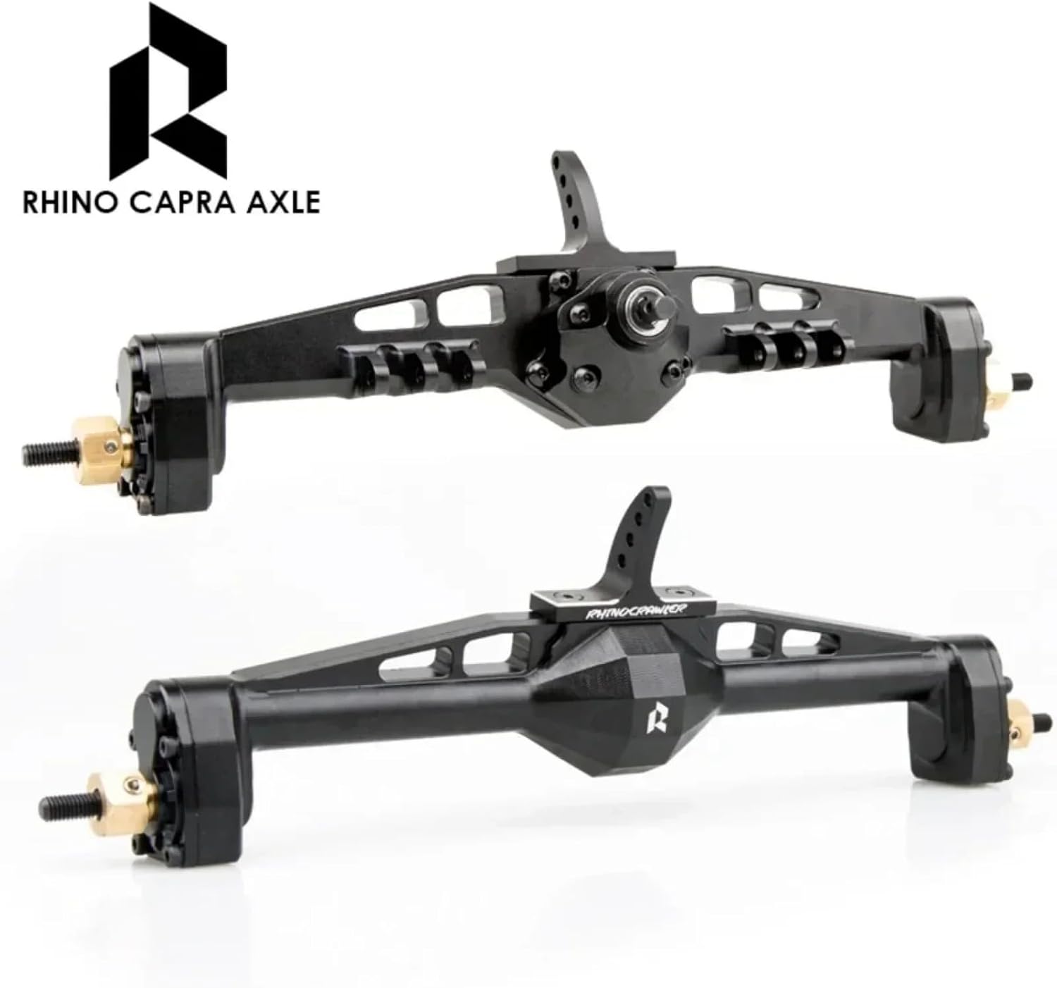 Rhino Capra Metal Complete Front Rear Portal Axle Set for 1/10 RC Crawler Car Axial SCX10 I SCX10 II Redcat GEN8 RGT EX86100 (Black Color)
