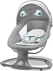 Mastela Cadeira Infantil Techno Verde Estampada Com Balanço Automático Timer E Música Criança - Até 18Kg