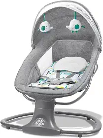 Mastela Cadeira Infantil Techno Verde Estampada Com Balanço Automático Timer E Música Criança - Até 18Kg