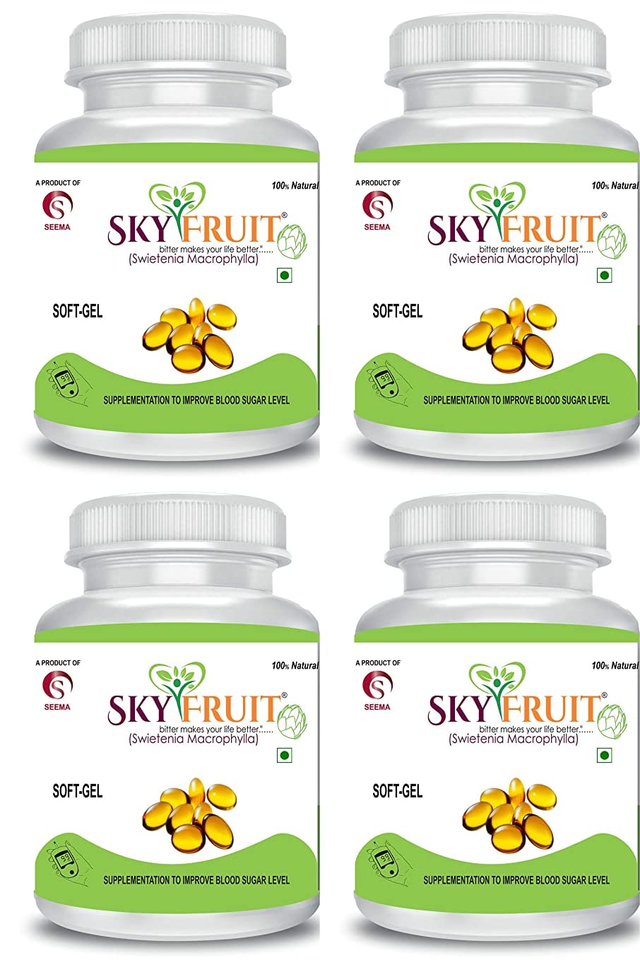 Sky Fruit Natural way to control Diabetes, Softgel form (100% Pure Oil Extract) 60 Capsules- Pack of 4 (B0B5DWCW2G) Amazon Price History, Amazon Price Tracker