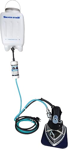 Miniatura 2 de Silver Star Plancha de vapor ES-300 – 110 voltios alimentada por gravedad para botella colgante con placa de suela laminada antiadherente, cartucho
