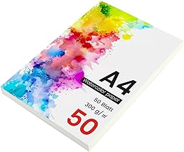 Watercolour Paper 300gsm - 50 Sheets of Watercolour Paper for Watercolour, Gouache and Acrylic - Robust and Acid Free for Brilliant Results - Versatile Watercolour Paper