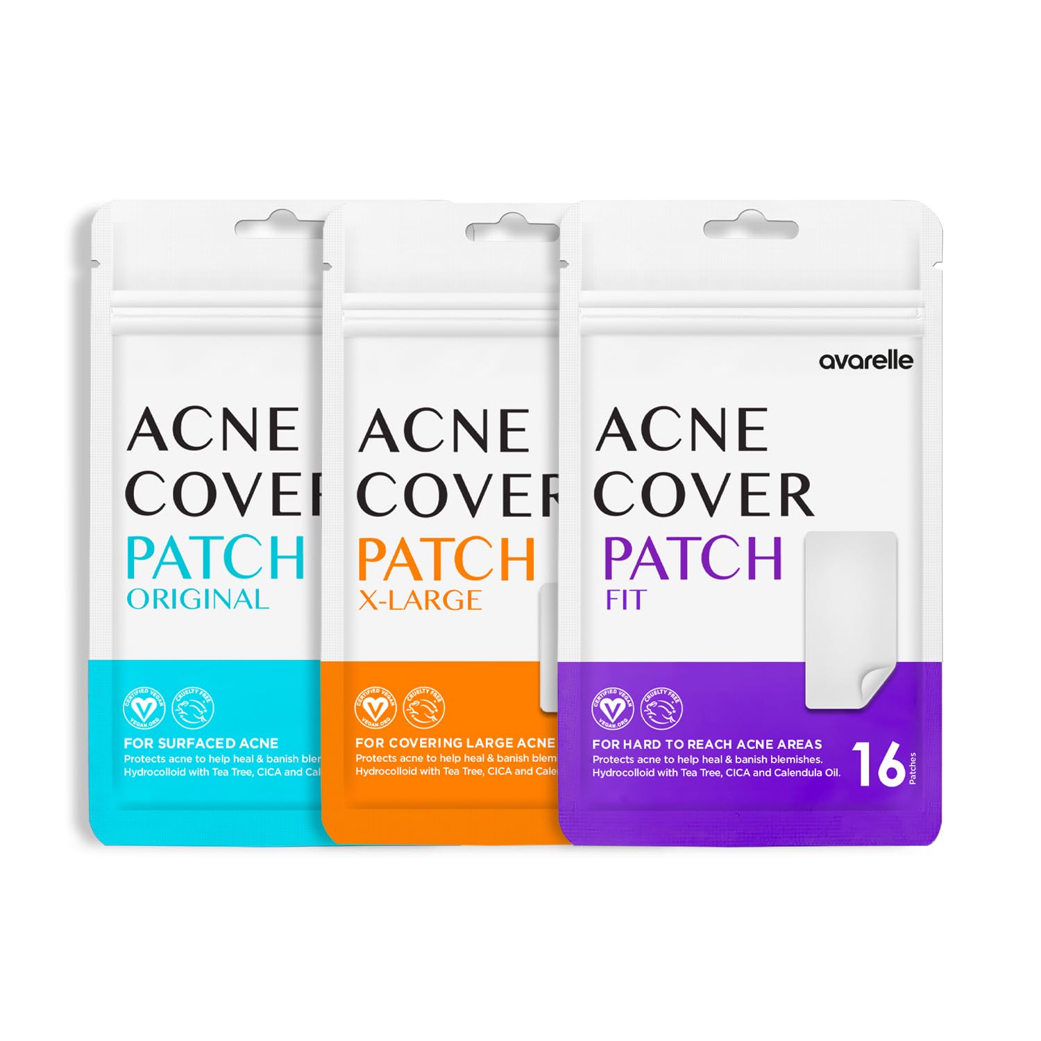 AVARELLE Ultimate Acne Care Trio Pimple Patches Hydrocolloid Acne Patches for Blemishes and Zit for Face Vegan Cruelty