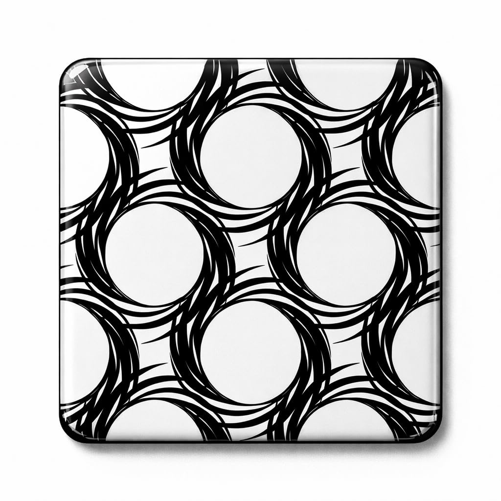 Half A Donkey Multicolor Modern Black & White Circle Pattern Coaster – Glossy Square Drink Mat
