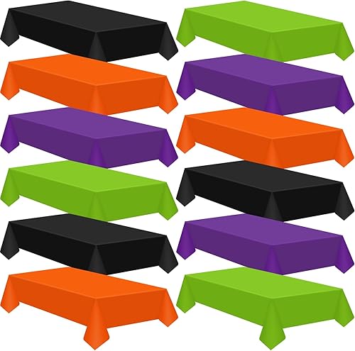 36 manteles de plástico desechables de Halloween para mesas rectangulares de 54 x 108 pulgadas, mantel impermeable para fiestas de Halloween (negro,