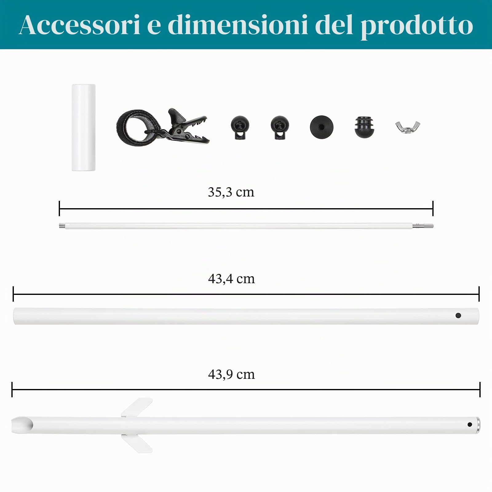 2-Pack asta della bandiera per Garden Flagpole Flagpole staffa di montaggio - Robusto, facile da montare, Incl. Morsetto di montaggio e accessori (bianco)