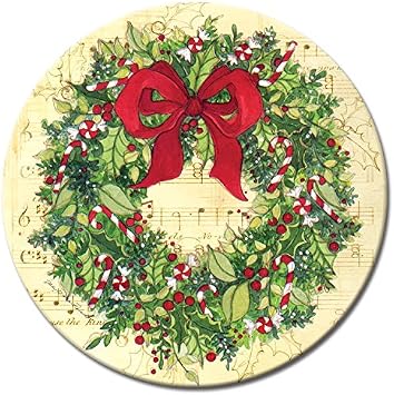 CounterArt Lazy Susan Glass Serving Plate, 13-Inch, Classic Christmas Wreath