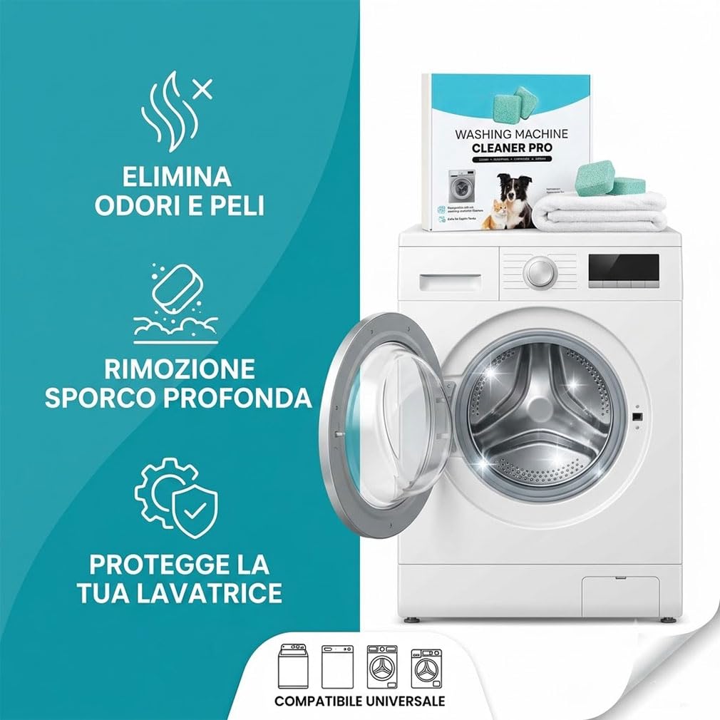 ReviveDrum Lavatrice Professionali per Peli Animali e Biofilm, 24 Pezzi Detergente Cura Lavatrice a Azione Profonda Enzimi, Compatibile con Carica Frontale e Dall'alto