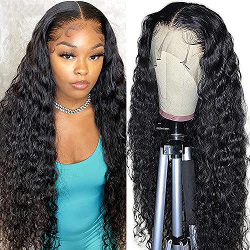 Water Wave Lace Front Wigs Human Hair Transparent HD 13x4 Curly Lace Front Wig Human Hair Pre Plucked For Women Wet And