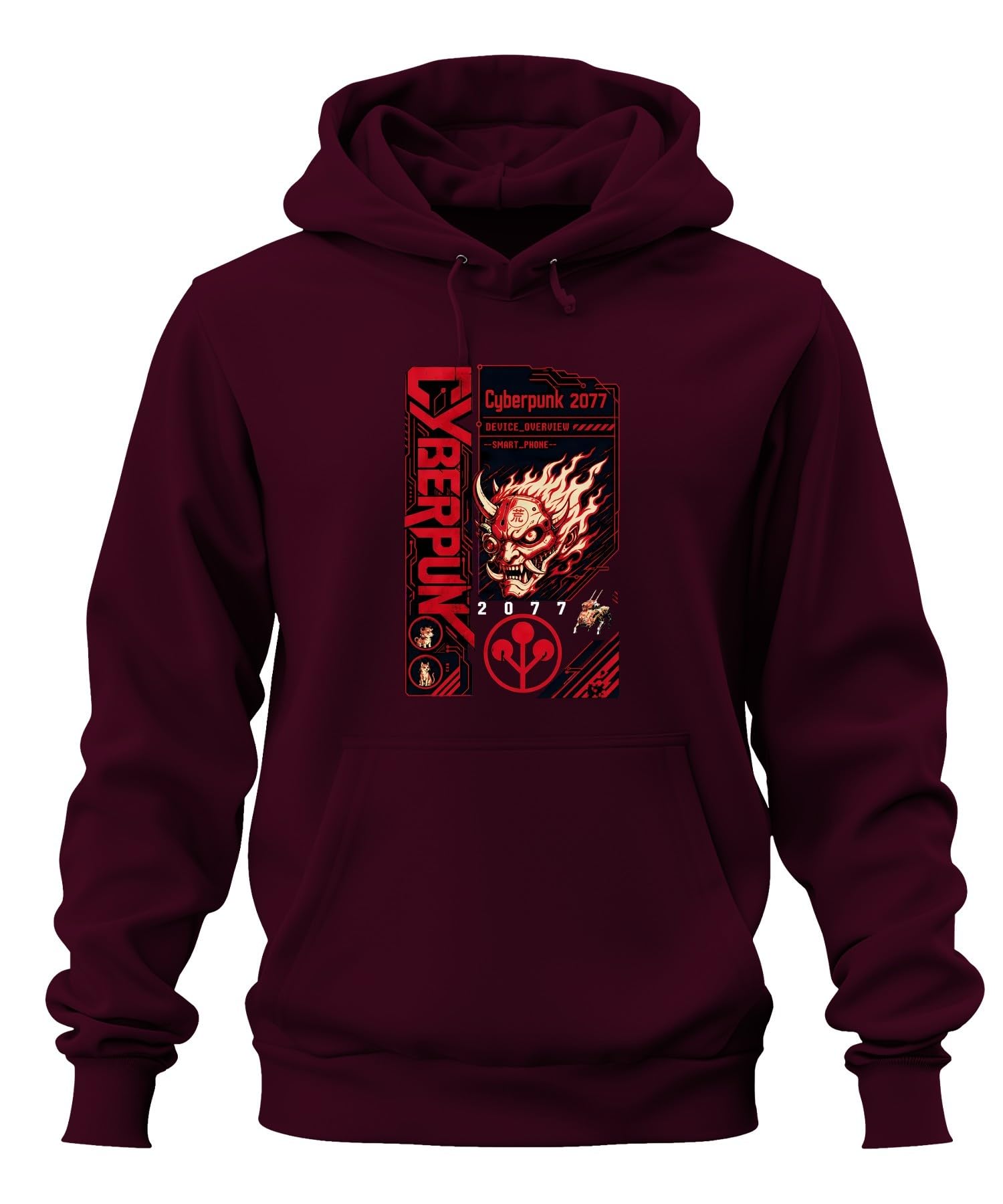 Cyberpunk 2077 Oni Mask Japan Y2K - Felpa con cappuccio