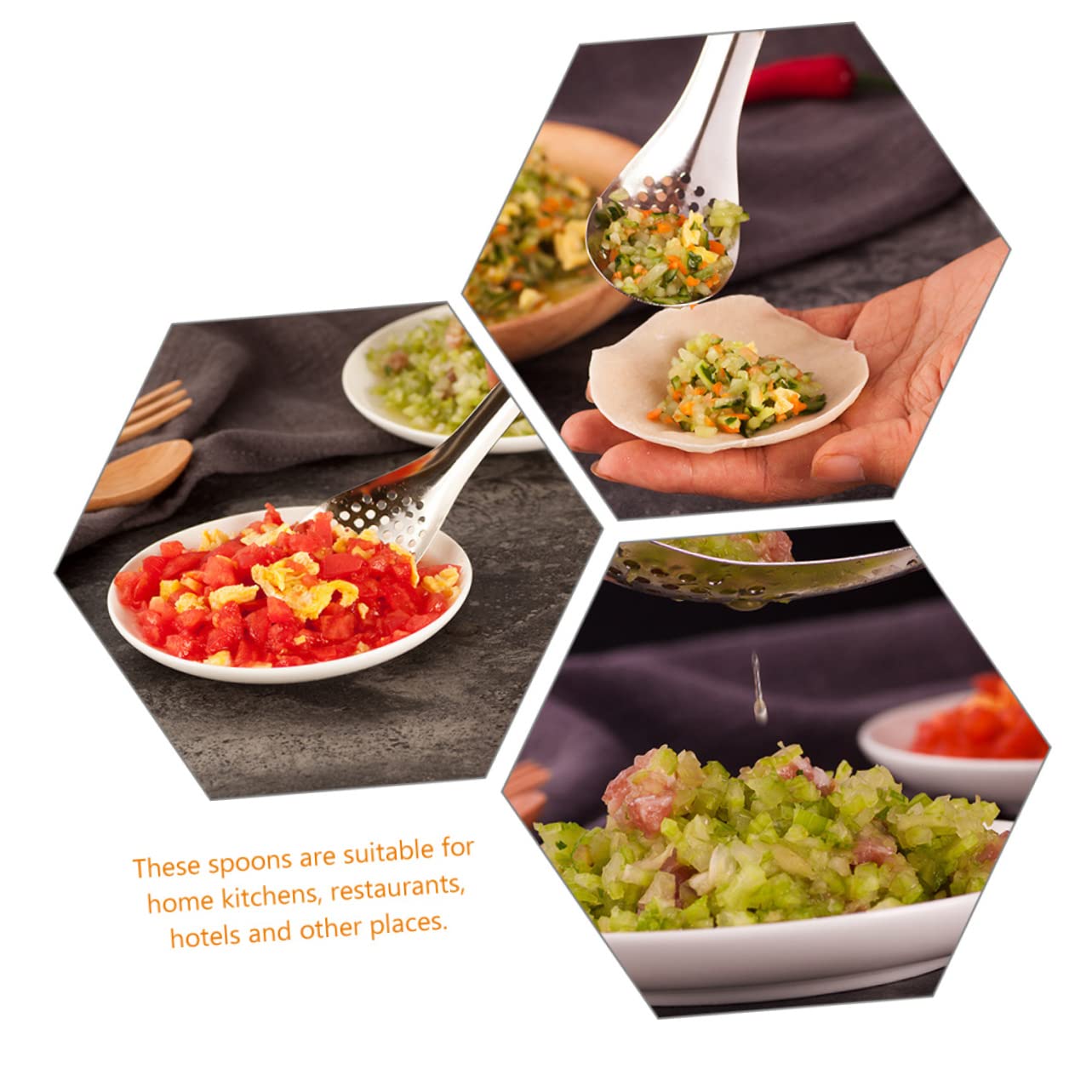 Unomor Ergonomic Design Slotted Spoons 4pcs Stainless Steel Caviar Serving Utensils for Home Restaurant