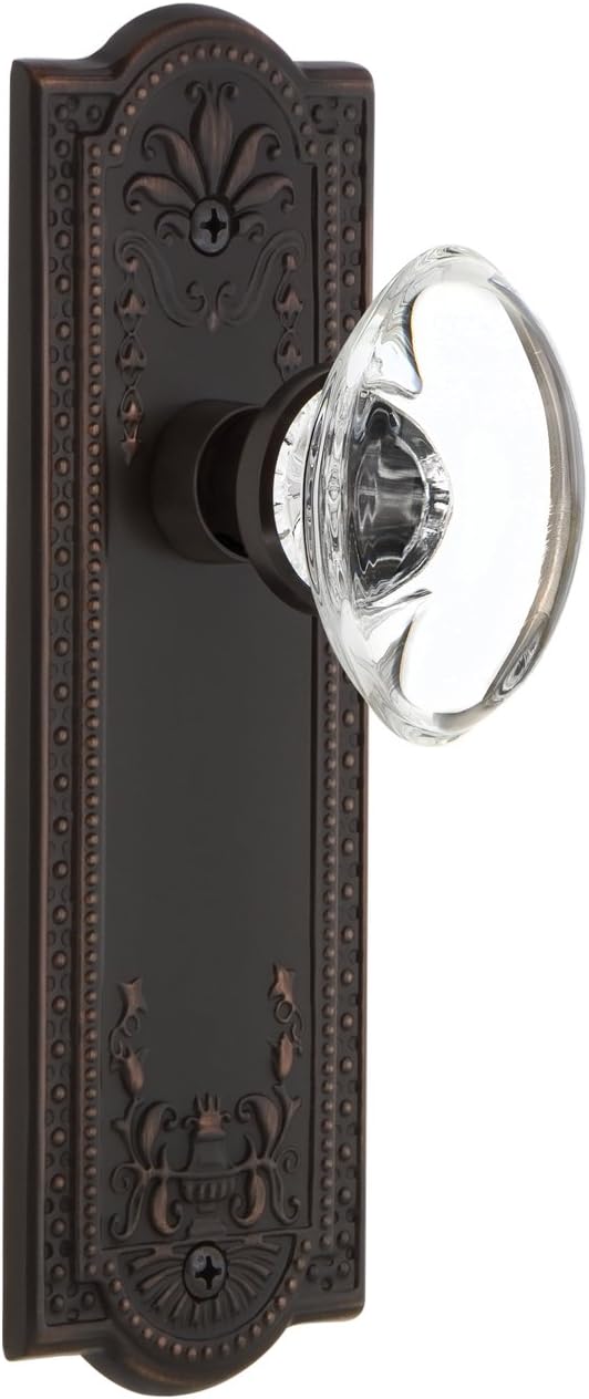Nostalgic Warehouse 711433, Single Dummy, Oil Rubbed Bronze Meadows Plate with Oval Clear Crystal Glass Knob