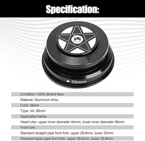 Miniatura 3 de Auriculares para bicicleta, aleación de aluminio, cubierta corta, accesorios cónicos, tubo de cabeza (1.732-2.205 in)