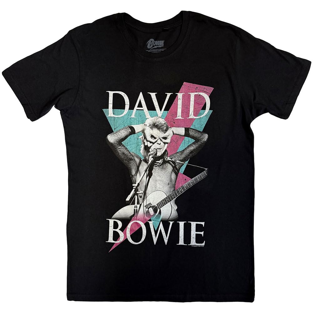 David Bowie Men's Medium,Black T Shirt Black Aladdin Sane Thunder Official